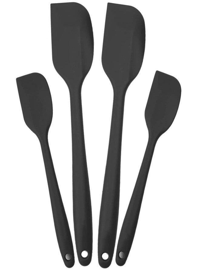 TASKHOUSE Silicone Spatula 2 Small & 2 Large Spatulas Non-Stick Rubber Kitchen Scraper for Cooking, Mixing - Set of 4 (Black) - Image 1